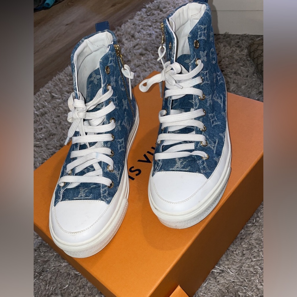 LOUIS VUITTON Monogram Denim Stellar Line High-Cut Sneakers Shoes